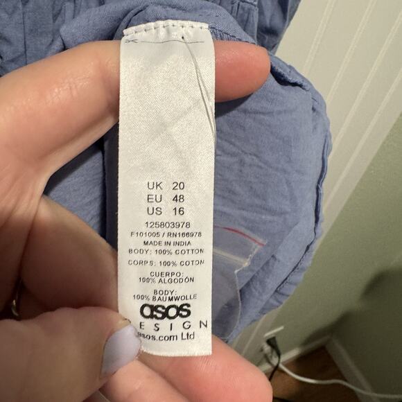 ASOS Maternity Blue Cotton Lace Dress Size 16 - Picture 5 of 7